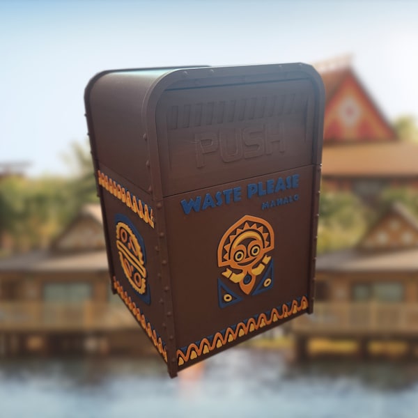 Polynesian Hotel Inspired Mini Trash Can: Amusement Park Replica