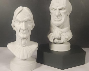 Haunted House Busts: "Marble" Effect Plastic Statues - Uncle and Aunt Set