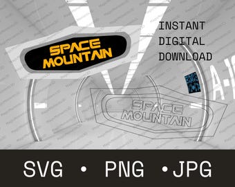 Letrero de montaña rusa espacial vintage: Parque de atracciones retro SVG, PNG, JPG (descarga digital)