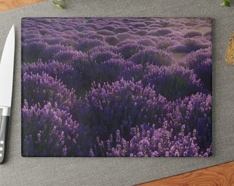 Field of Lavender 2 Glass Cutting Board