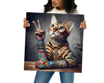 Bengal Cat Urban Art Printed Matte Paper Poster ***For custom product or design message me***