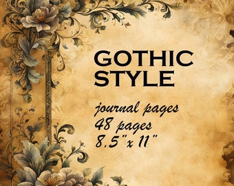 Gothic Plain Junk Journal Pages - Vintage Journal Page - Printable Paper - 48 Large Jpeg Images 8.5"x11"