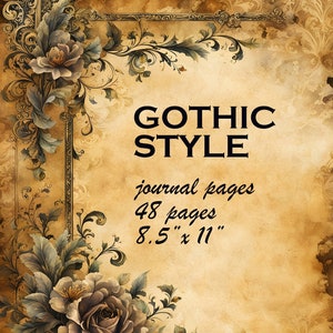 Gothic Plain Junk Journal Pages Vintage Journal Page Printable Paper 48 Large Jpeg Images 8.5x11 image 1