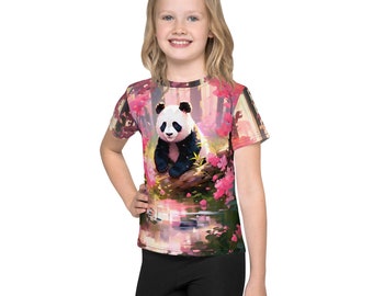 Panda in Pink Forest - Kids crew neck t-shirt - All-over Print