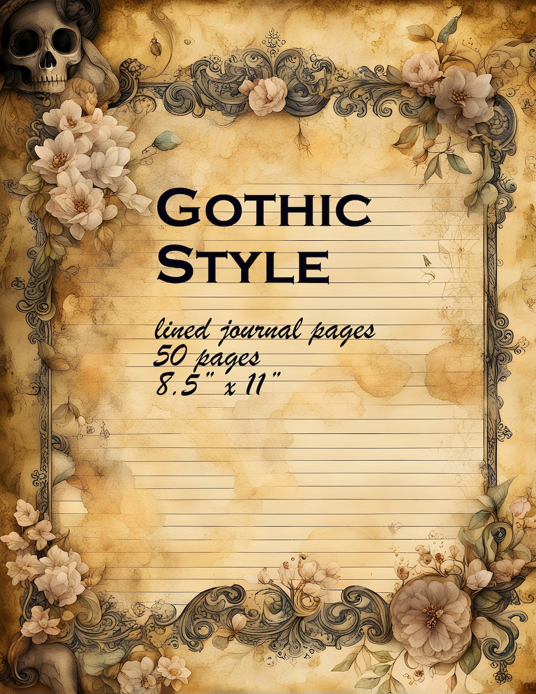 Gothic Lined Junk Journal Pages - Vintage Journal Page - Printable ...