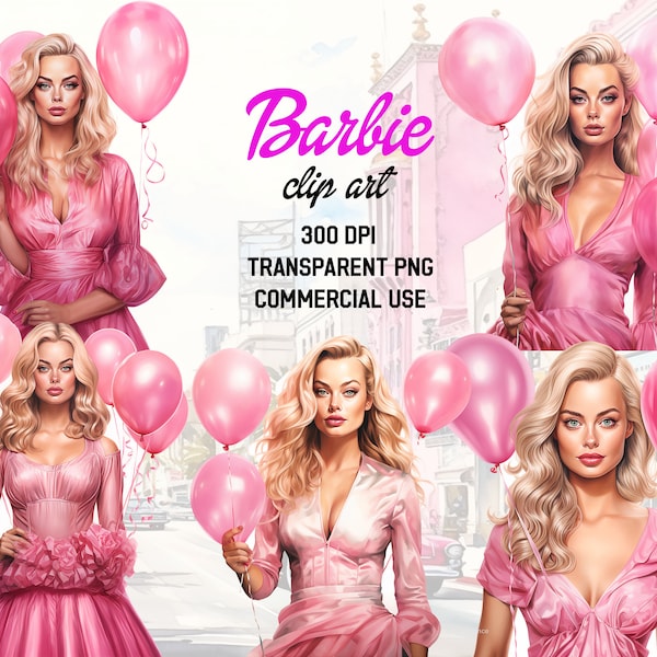 Captivating Margot Robbie Barbie Watercolor Clipart: Stunning PNG Files for Creative Projects!