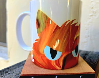 Orange Cat Peeking Ceramic Coffee Mug - Gift for Cat Lover