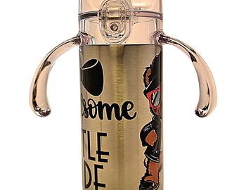 Stainless Steel Toddler Tumbler, 12oz Sippy Cup with Grow-with-Me Feature Handsome Little Dude