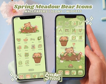 Spring Meadow Bear Phone Icons, Wallpapers & Widgets (Digital Download)