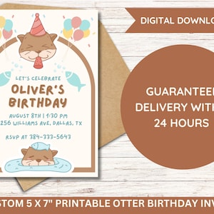 Cute Otter Invitation | Custom Printable Birthday Invitation | Otter Party Invite | Digital Invitation | Digital Birthday Invite
