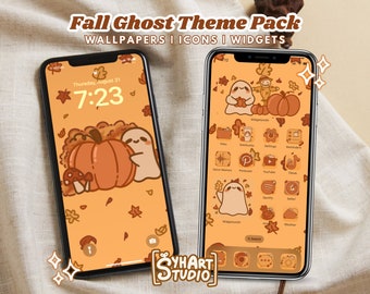 Icônes de l'application Fantôme d'automne | iPhone Halloween, thème Android (téléchargement numérique)