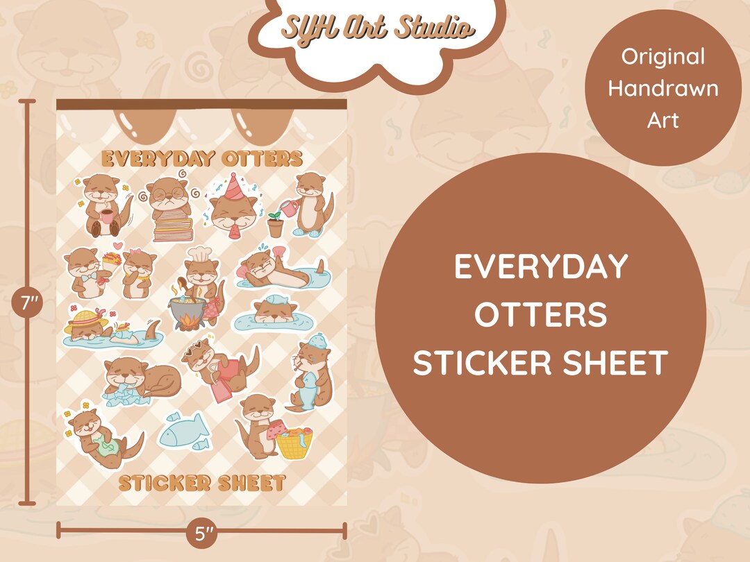 Printable Otters Digital Stickers Printable Sticker Sheet Planner