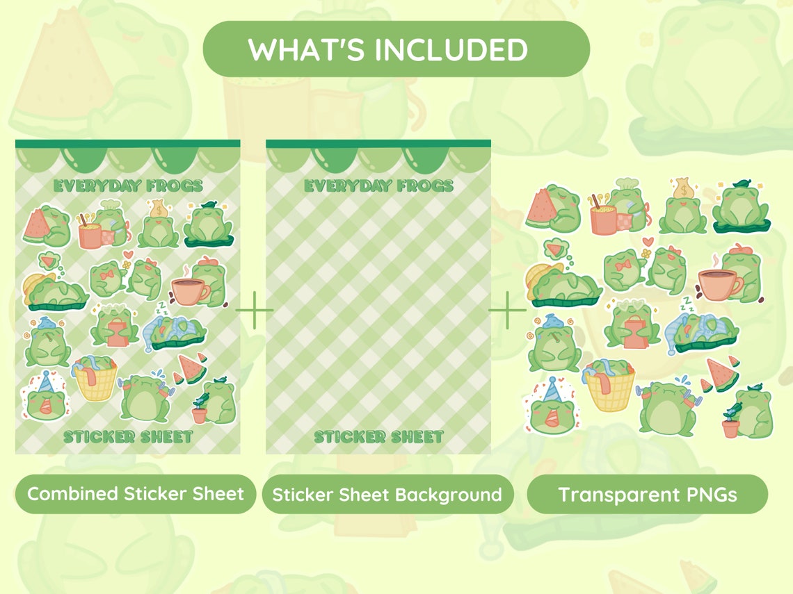 Printable Frog Digital Stickers | Printable Sticker Sheet | Planner ...