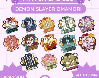 Demon Slayer Omamori Twitch Badges, Anime Bit Badges (Digital Download)