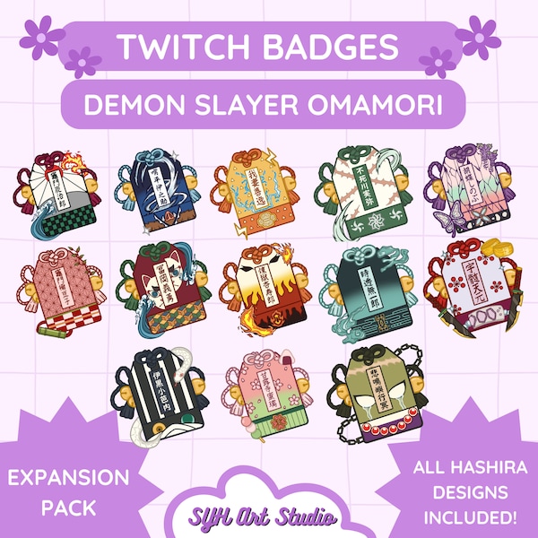 Twitch Badges, Demon Slayer Badges, Bit Sub Badge, Omamori, Stream Badges