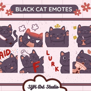 Twitch Emotes | Cute Black Cat Emotes | Animal Emotes | Discord | Streaming Emotes Pack | Black Cat | Funny Emotes
