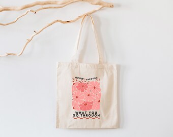 Floral Canvas Tote Bag: Wildflower Design, Everyday Shopping Bag