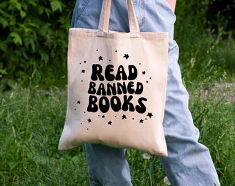 Bolsa de lona con texto "Leer libros prohibidos" - Regalo para amantes de los libros