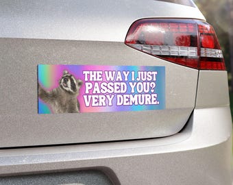 Imán para coche con mapache divertido: vinilo muy discreto y resistente a la intemperie (10 x 3)