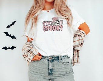 Stay Spooky T-Shirt: Halloween Skeleton Graphic Tee