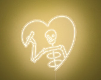 Skeleton Heart LED Neon Sign – Wall Decor