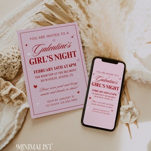 Galentines Day Party Einladung, Galentines Day Einladung, Galentines Day Einladung Vorlage, Canva Invite