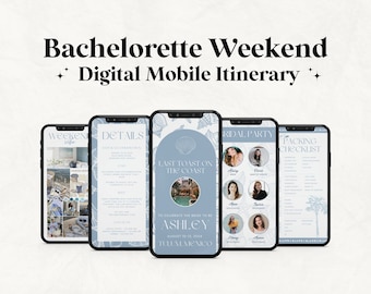 Digital Bachelorette Itinerary Template, Coastal Bachelorette Weekend Planner, Last Toast on the Coast Party Itinerary, Editable Canva