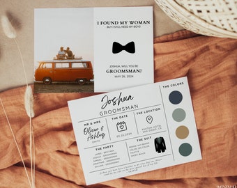 Plantilla de tarjeta de información para padrinos de boda, boda minimalista (plantilla de Canva)