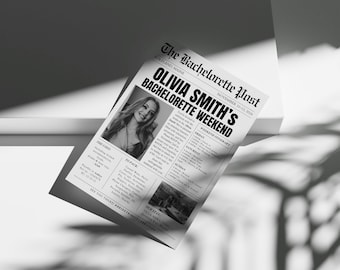 Newspaper Bachelorette Itinerary Template, Editable Canva Planner (Digital Download)