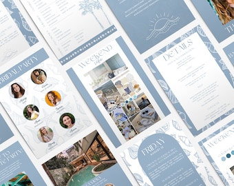 Coastal Bachelorette Itinerary Template, Beach Weekend Planner (Canva Template)