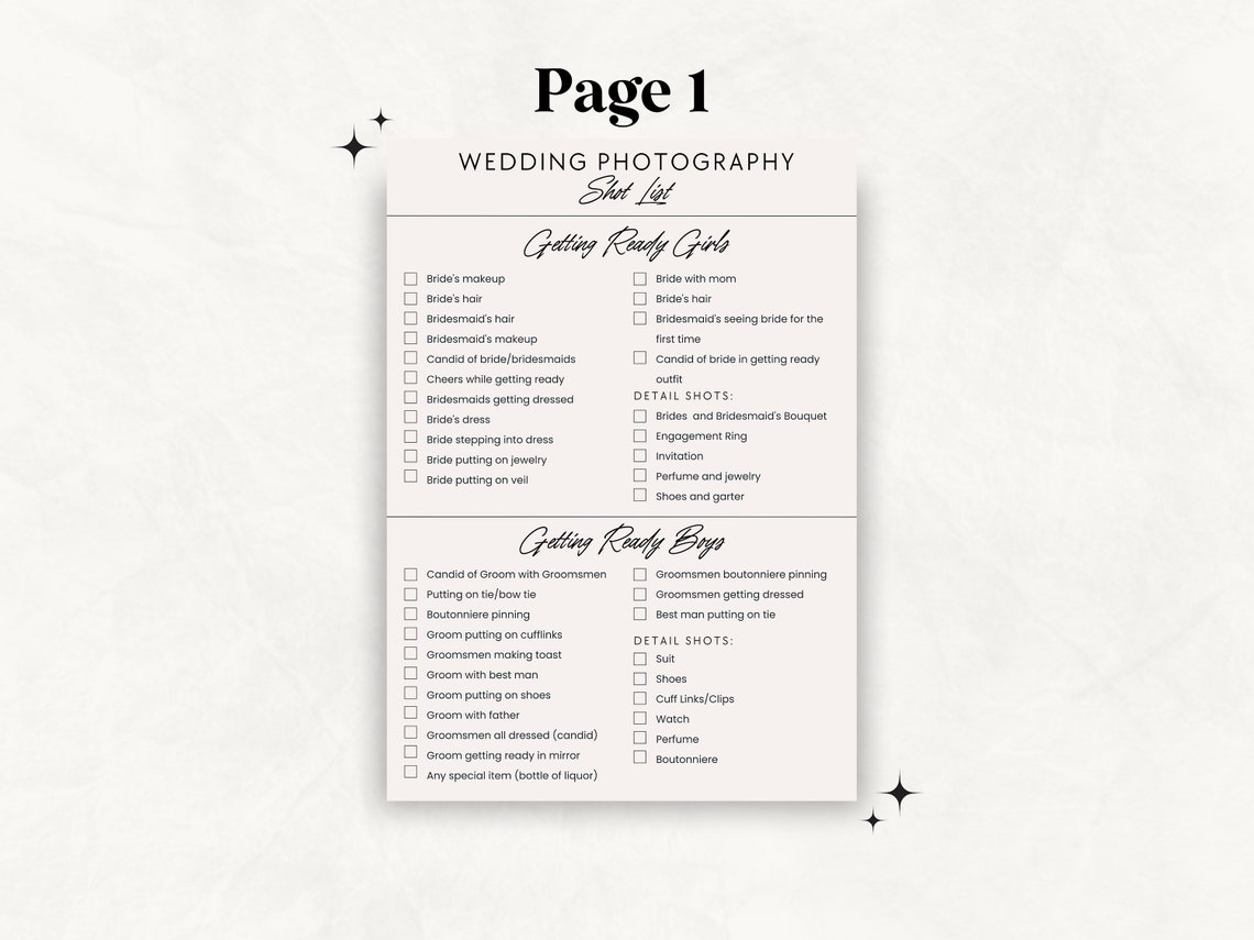 Wedding Photography Shot List, Wedding Photographer Check List Wedding Photography Shot List, Wedding Photographer Check List