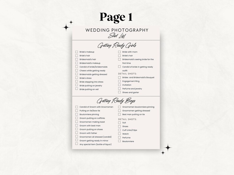 Wedding Photography Shot List, Wedding Photographer Check List ...