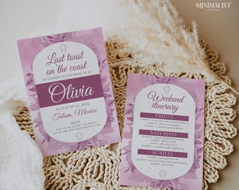 Coastal Bachelorette Invitation and Itinerary, Canva Template