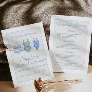 Beach Bachelorette Itinerary Template Invitation, Bachelorette Party Weekend, Coastal Grandma Bachelorette, Coastal Cowgirl Bach
