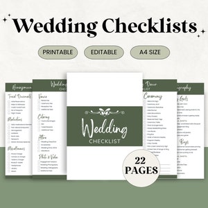 22 Page Wedding Checklists Template, Printable Wedding Planning Checklist, Wedding Checklist Canva Template, Wedding Planner Template