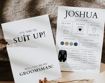 Groomsman Vorschlag Kartenvorlage, Minimalistische Hochzeit (Canva)