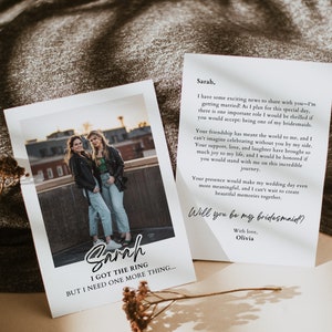 Bridesmaid Proposal Card Template, Will You Be My Bridesmaid Printable Photo Bridesmaid Proposal, Maid of Honor Card