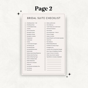 Editable Wedding Day Checklist Bridal Suite Checklist Template Wedding ...
