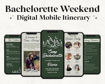 Camp Bachelorette Weekend Itinerary Template, Mobile Invite (Digital Download)