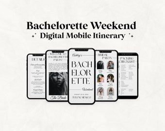 Mobile Bachelorette Itinerary Template, Canva Editable (Digital Download)