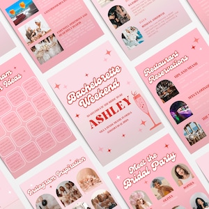 Bachelorette Weekend Planner, Retro Bachelorette Itinerary Template, Bachelorette Party Invite, Ultimate Editable Itinerary Canva