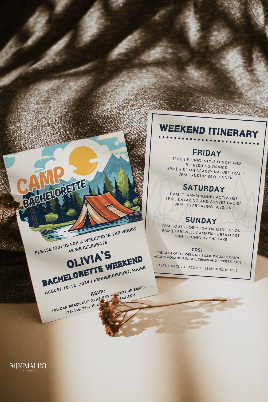 Camp Bachelorette Weekend Itinerary Template, Wild in the Woods ...