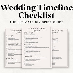 Wedding Planning Timeline Checklist Template, Printable Wedding To Do List, Wedding Checklists for DIY Bride