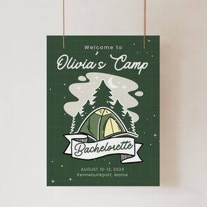 Bachelorette Welcome Sign For Camp Bachelorette Party, Custom Bachelorette Decor, Camping Bachelorette Wedding Sign, Editable Canva Template