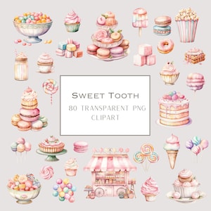 Aquarel Dessert Clipart, Candy Clipart, Aquarel Snoep Clipart, Candy Illustratie, Sugar Treat Digitale Kunst, Lollipop Sweet Clipart