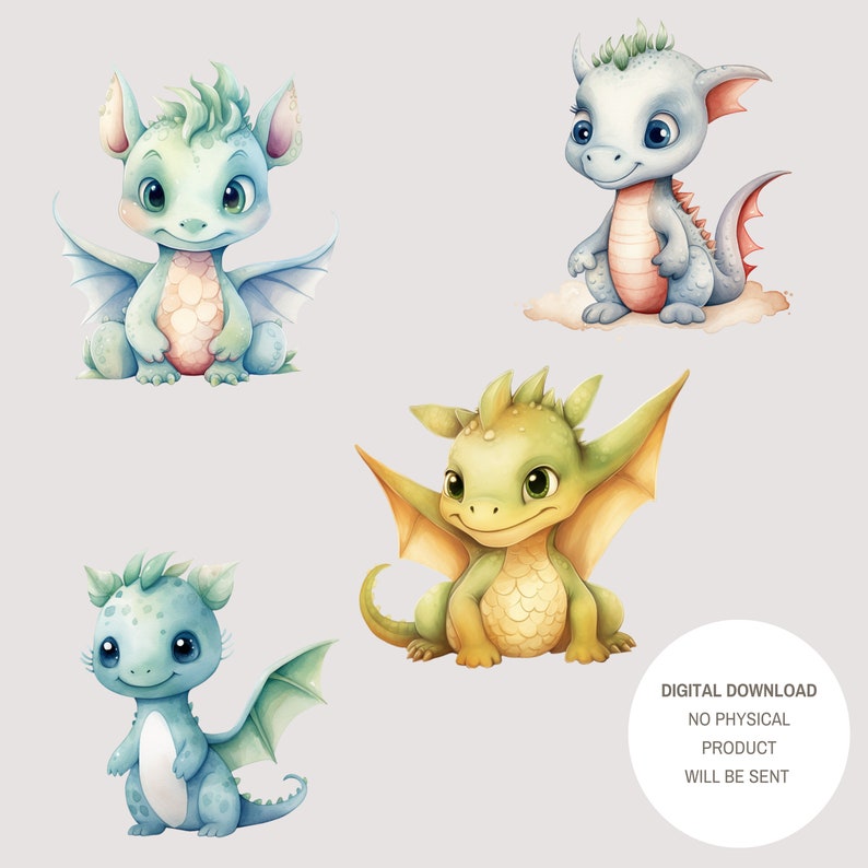 Dragons Watercolor Clipart, Cute Dragon PNG, Baby Dragon Clip Art ...