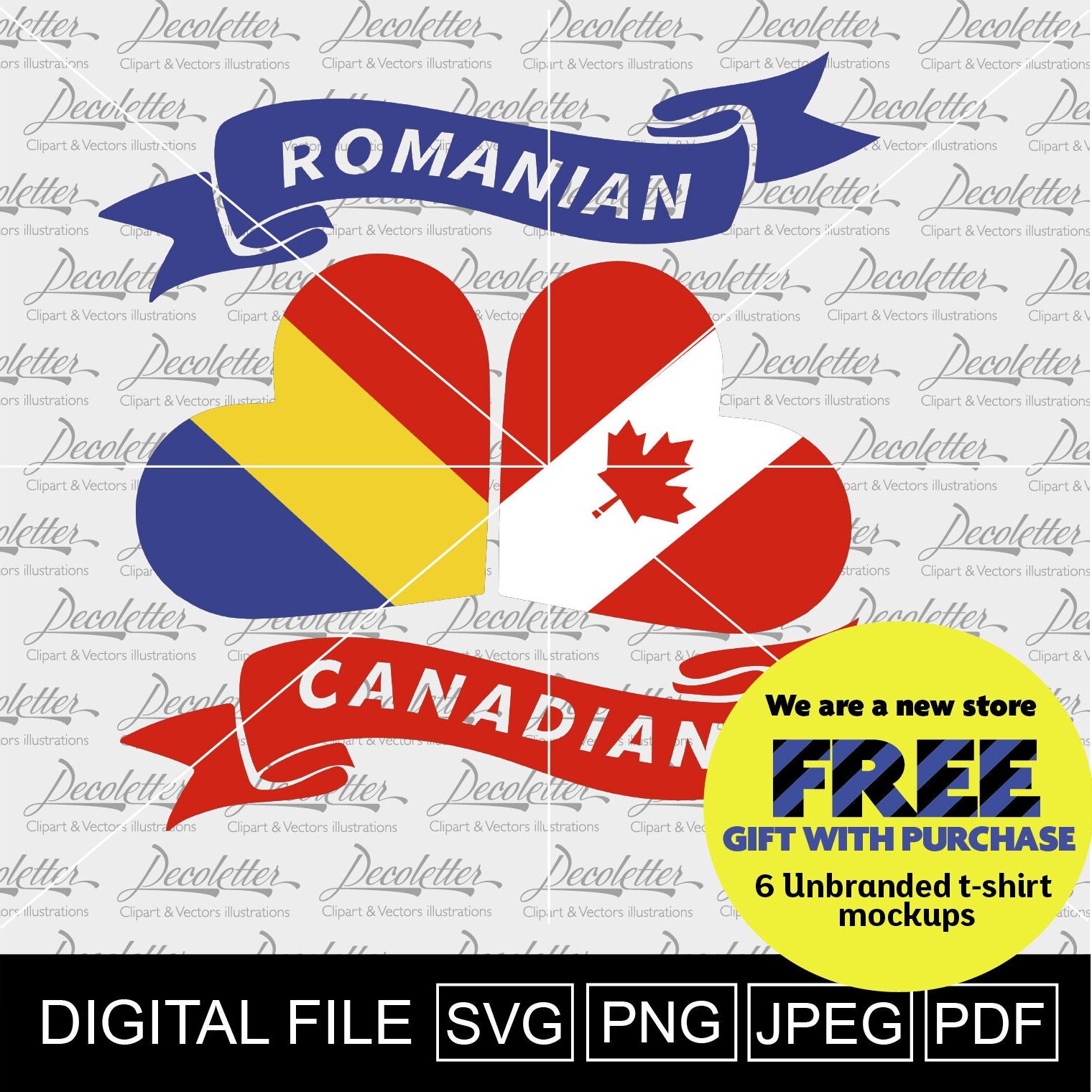 Svg de Canadá, bandera de Canadá y Rumania, svg de la bandera de Rumania, svg del Día de Canadá, camiseta con la bandera de Rumania, Svg patriótico, archivo de corte, archivos para Cricut, silueta