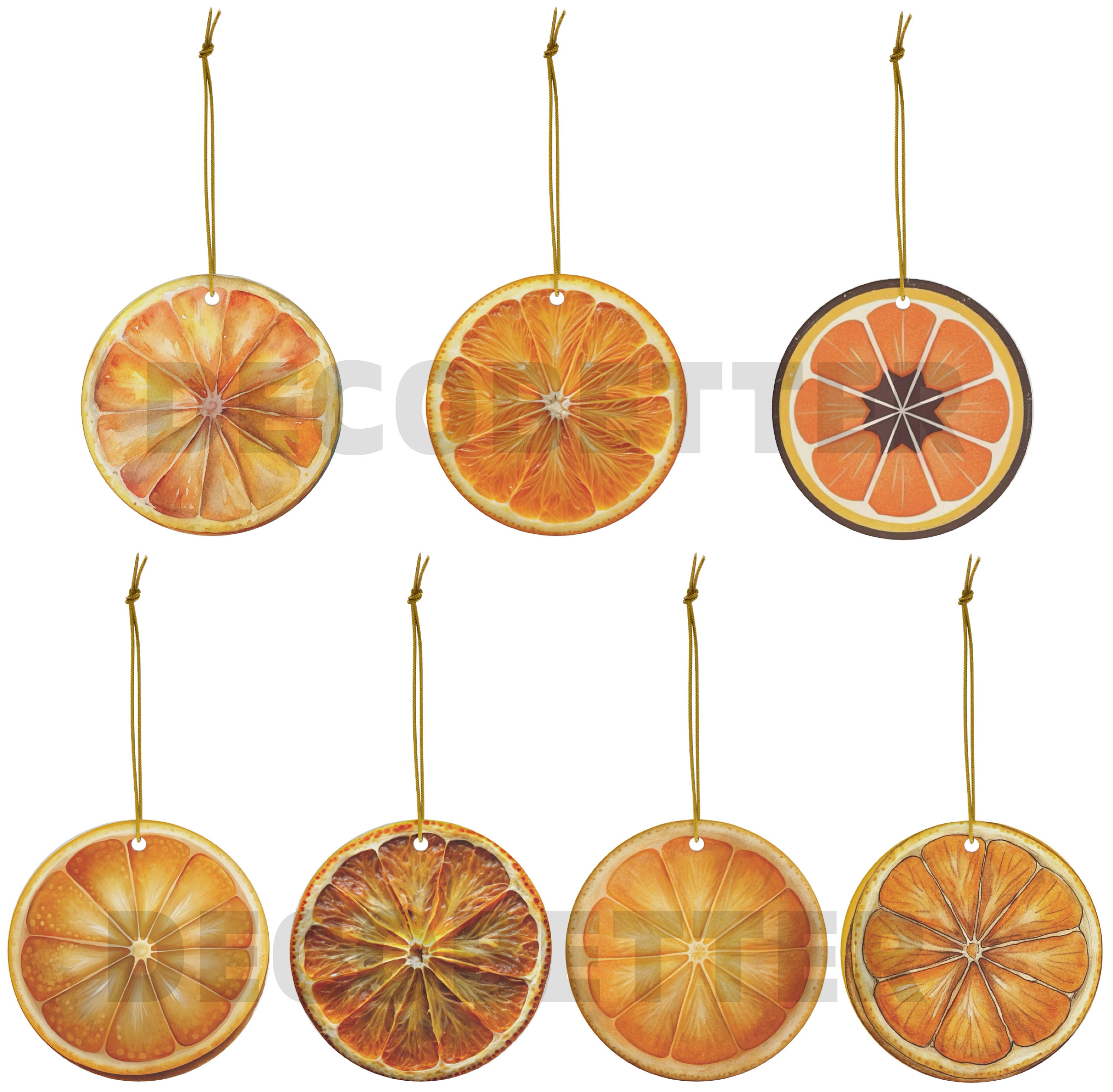 オレンジの飾り、トレンディなクリスマスの飾り、乾燥したオレンジ