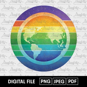 Planet png | Tag der Erde png | Retro Earth Day Shirt png | Digitale Datei | Sublimations- und DTF-Dateien | Sofort Download
