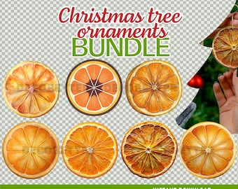 オレンジの飾り、トレンディなクリスマスの飾り、乾燥したオレンジ